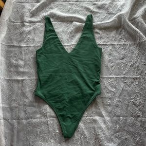 green plunge Aritzia bodysuit